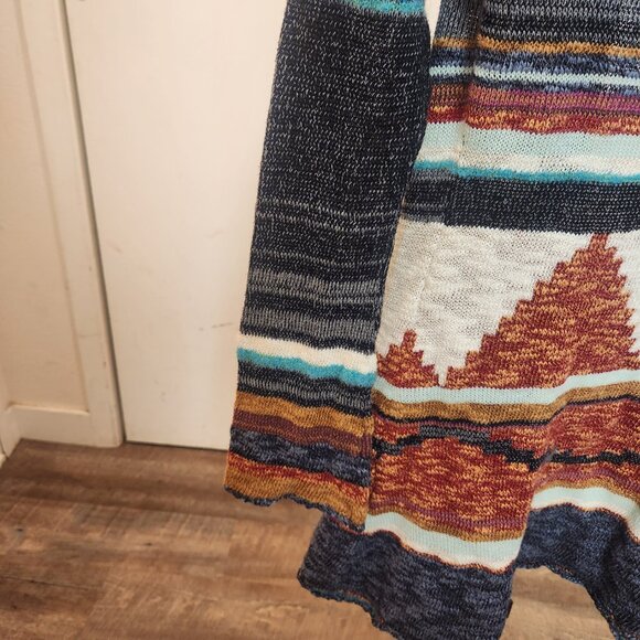 Mudd Southwestern Vibes Hooded Knit Cardigan Open Front Boho Cozy Fall Layers - Picture 14 of 14
